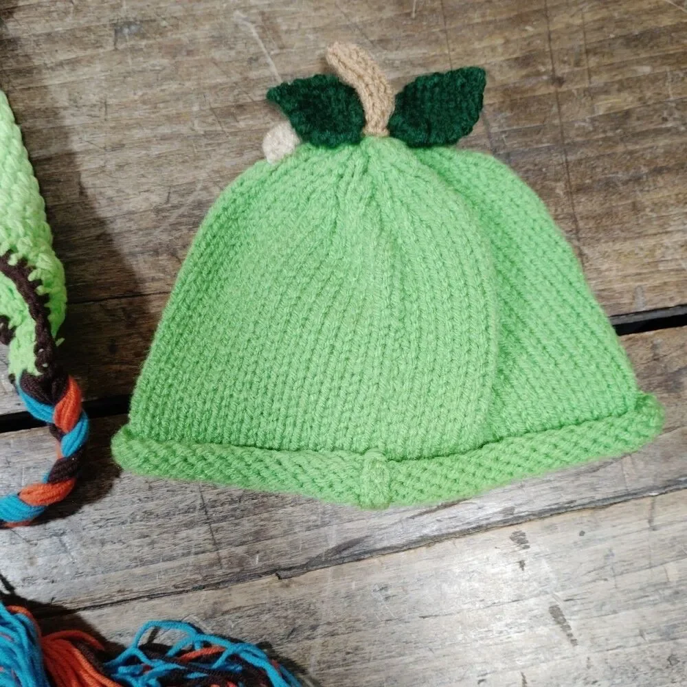 Baby Hand Knit Hat Handmade Crochet Cap Long Tail Christmas Apple Owl Lot New